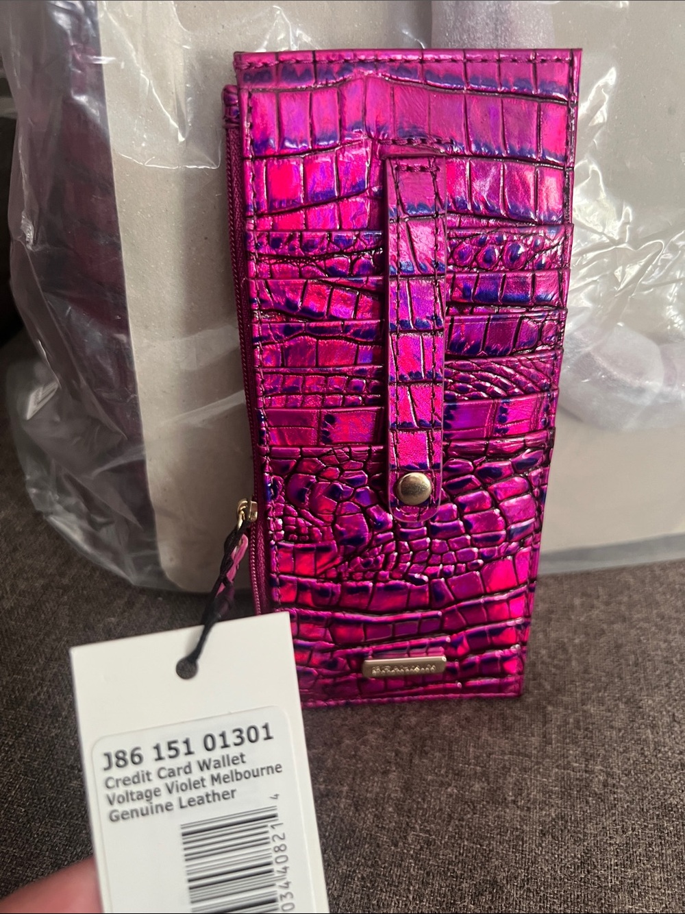BRAHMIN Voltage Violet Small Finley Satchel with matching Credit Card Wallet NWT - Picture 4 of 17